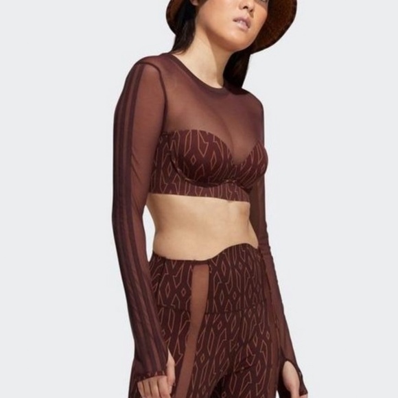 Adidas Ivy Park crop mesh top XS extra small maroon rare - Picture 1 of 10